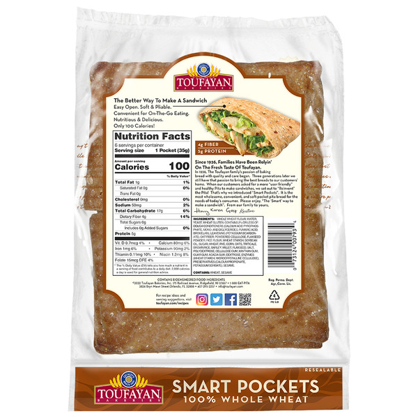 Toufayan Bakeries 100% Whole Wheat Smart Pockets – RoomBox