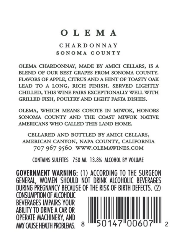 Olema California Chardonnay, 2021 - Image 2