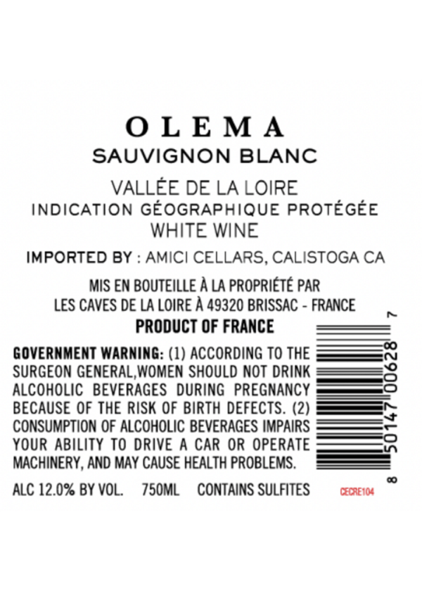 Olema Sauvignon Blanc Loire, 2021 - Image 2