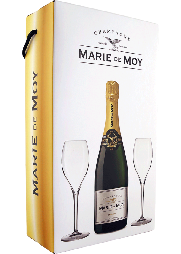 Marie de Moy Grand Cru gift with 2 glasses