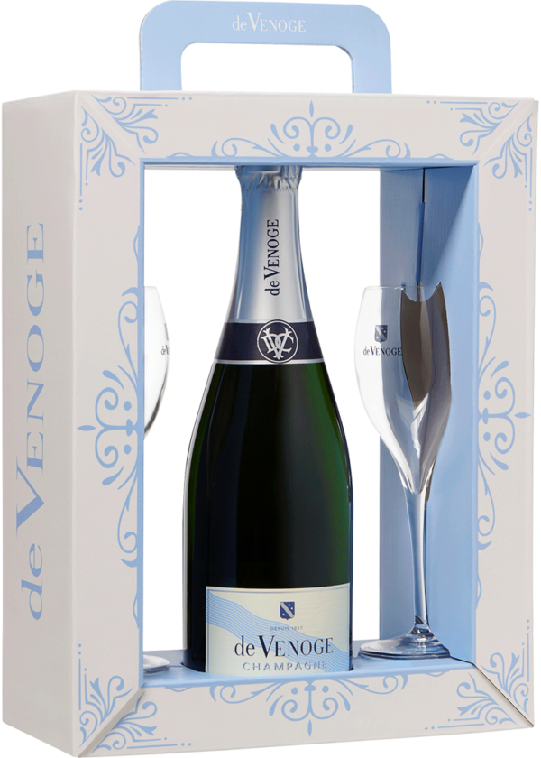 De Venoge Cordon Bleu Brut Select Gift w/ 2 Glasses